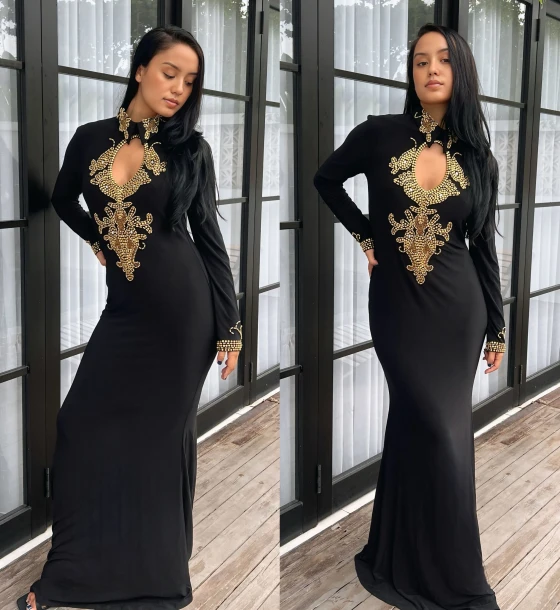 slim fit dress slacks Asymmetrical embroidered black silk crêpe dress main image 1